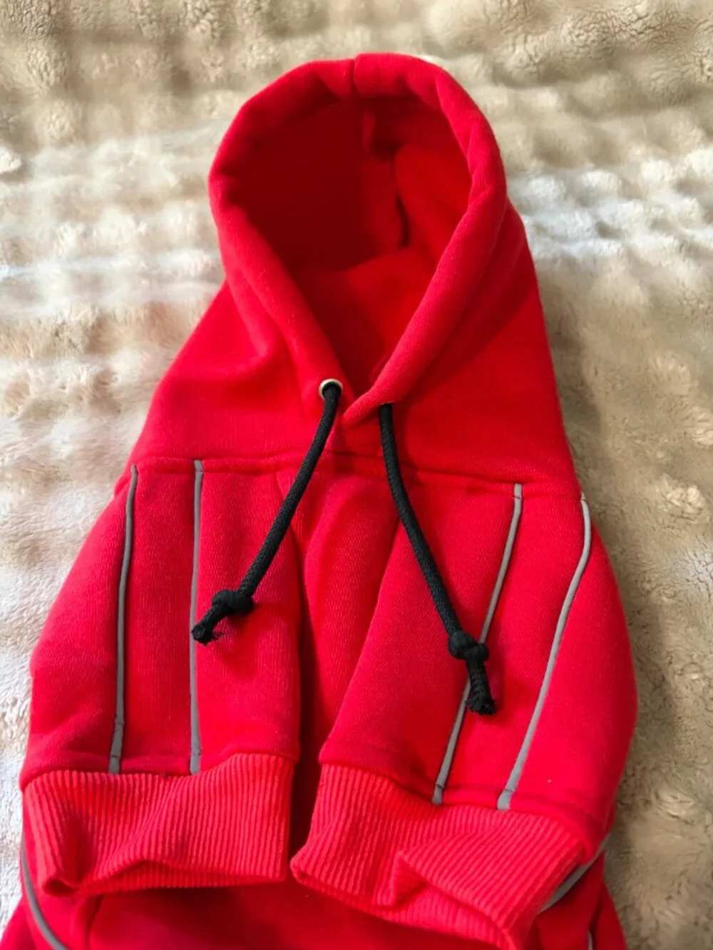 Red Dog Hoodie Fleece Lined Winter Coat Waterproof Reflective Pet Jacket Warmth